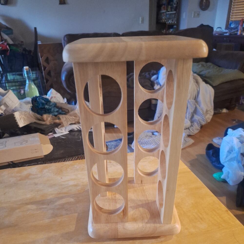 11x6 Wood Spinning SPICE RACK Holds 16 JARS (not Included)